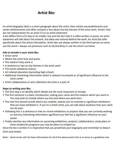 11+ Artist Bio Examples to Download