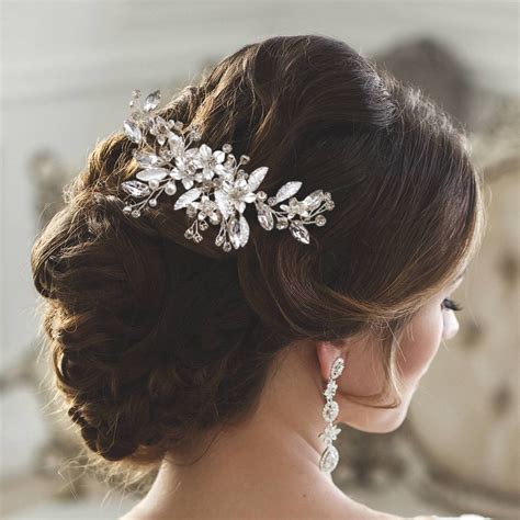 Peonies & Lace Floral Bridal Hair Comb | Silver Wedding Hair Pieces ...