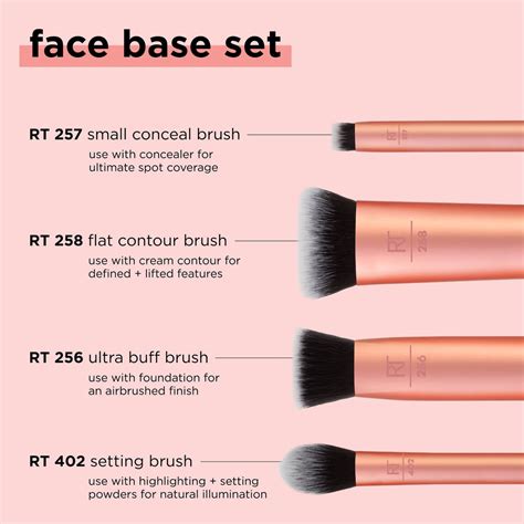 Real Techniques Face Base Makeup Brush Kit, For Concealer, Foundation ...