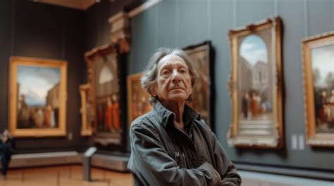 The curator work in museum or the art gallery filled with the artwork ...