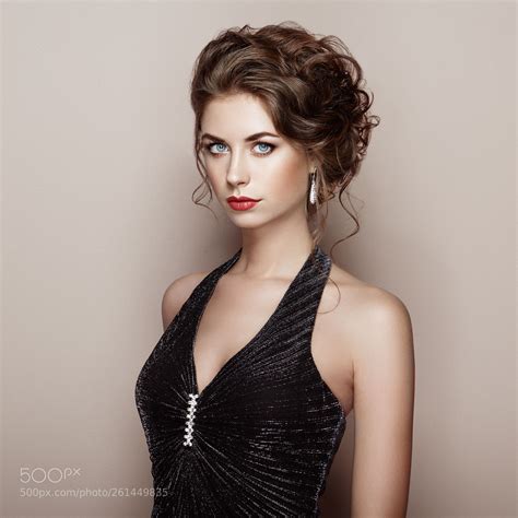 Fashion portrait of beautiful woman in elegant dress by heckmannoleg ...