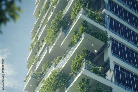 Eco-friendly architectural design, high-rise building with integrated ...