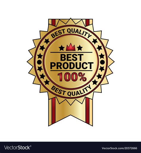 Best product quality sticker golden medal with Vector Image