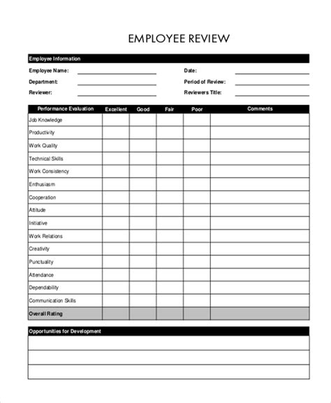 FREE 19+ Sample Review Forms in PDF | MS Word | Excel