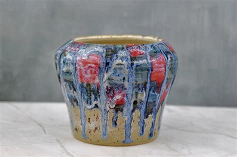 Checkered Vase With Drippy Peacock Glaze - Etsy