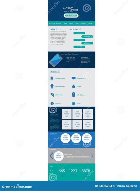 Stylish Website Template - Portfolio Layout Stock Vector - Illustration ...