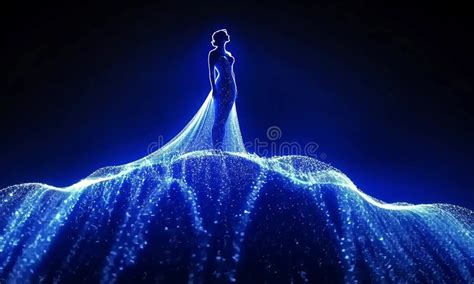 Elegant Silhouette in a Glowing Blue Gown Stock Video - Video of ...