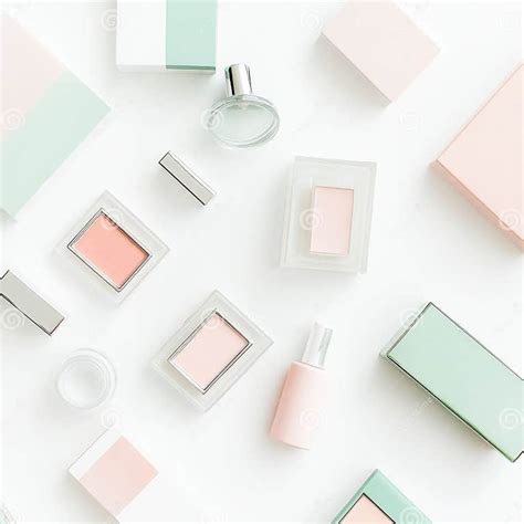 Minimalist Beauty Product Flat Lay in Pastel Tones Stock Photo - Image ...