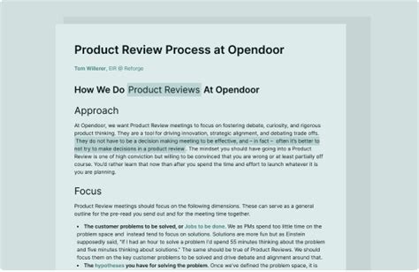 Product Review Templates and Examples - Reforge