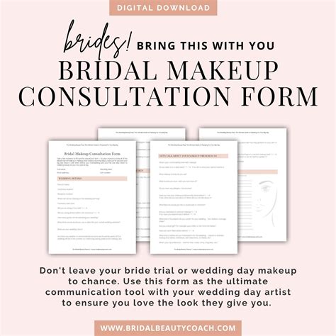 Bridal Makeup Consultation Form, Pre-wedding Beauty, Bride Makeup Trial ...